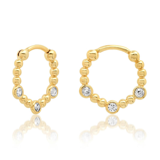 Gold Huggie With Triple Cz