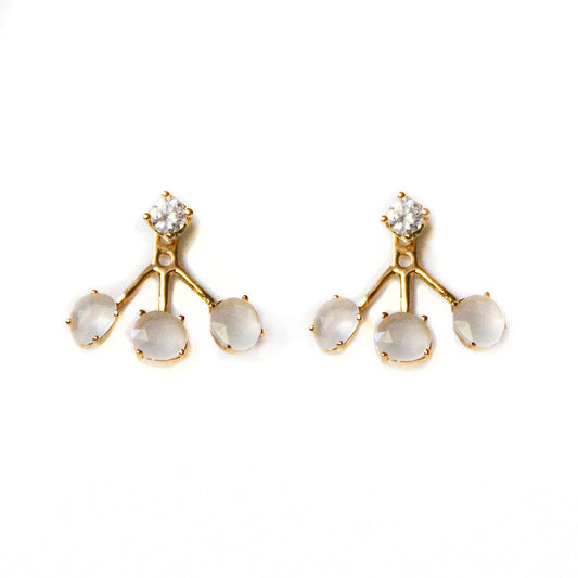 Gold- Moon Glass Earrings