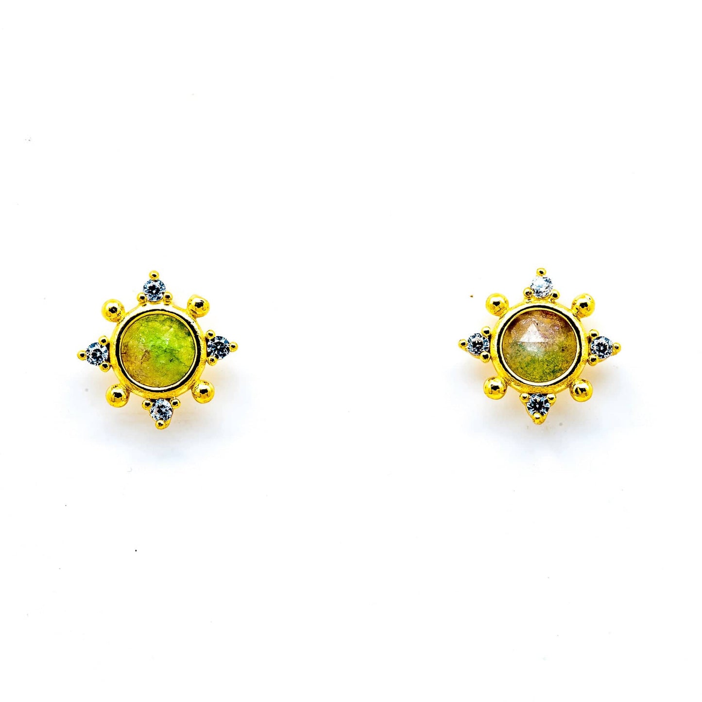 Gold Vermeil Watermelon Medallion Tourmaline Studs