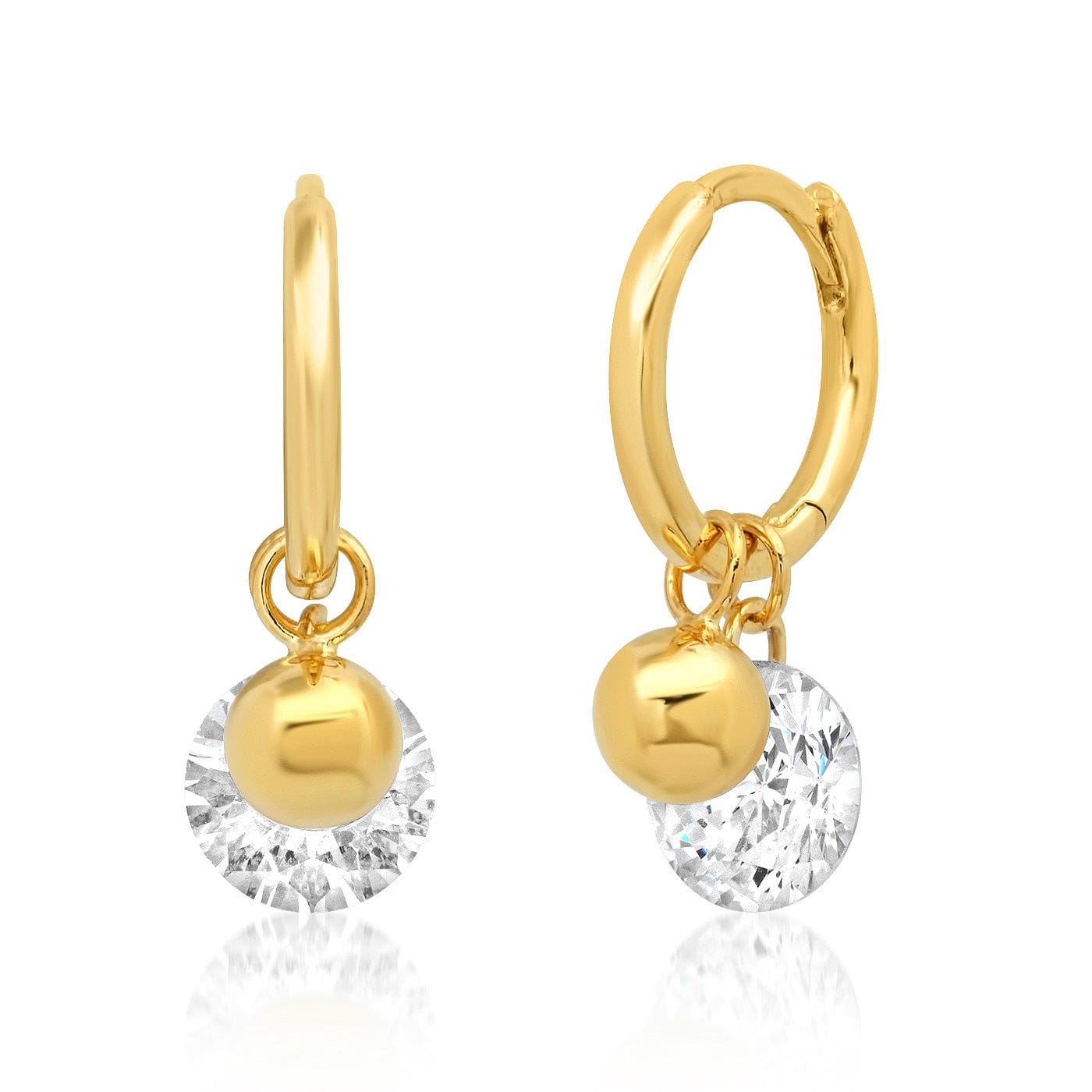 Huggie With Gold Ball And Solitaire Floating Cz