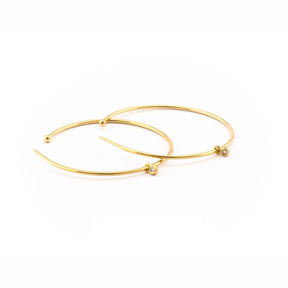 Large Hoop Earring With Cz Charm
