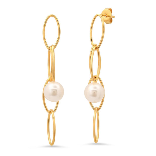 Linked Pearl Drop Earrings