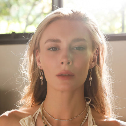Linked Pearl Drop Earrings