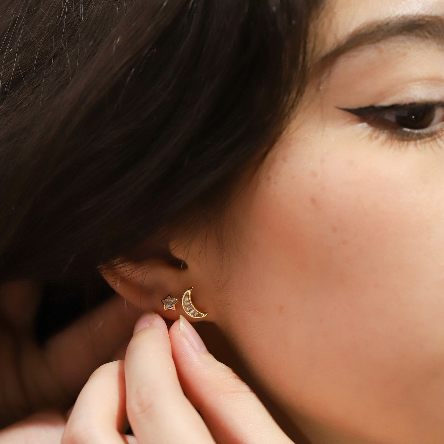 Mismatched Celestial Baguette CZ Studs