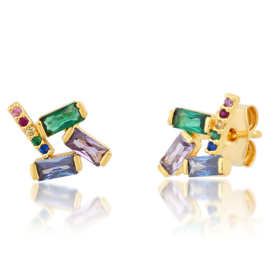 Multi-Colored Geometric CZ Studs