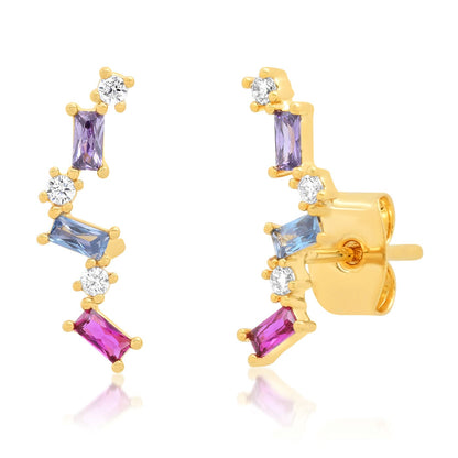 Multi-Dimensional Baguette Crawler Earrings
