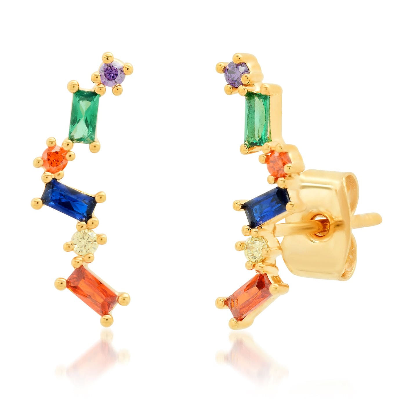 Multi-Dimensional Baguette Crawler Earrings