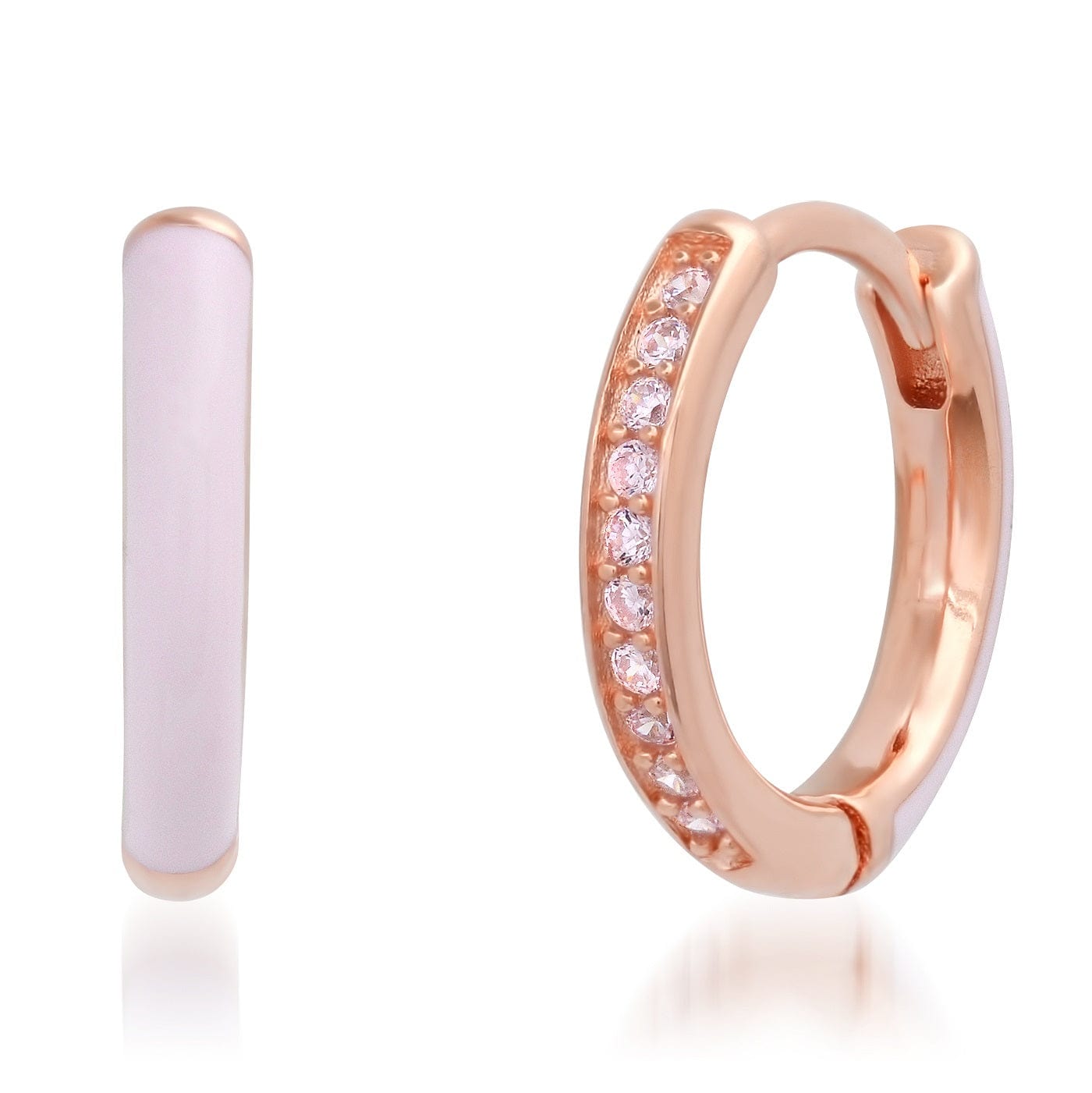 Pave CZ and Enamel Reversible Huggies