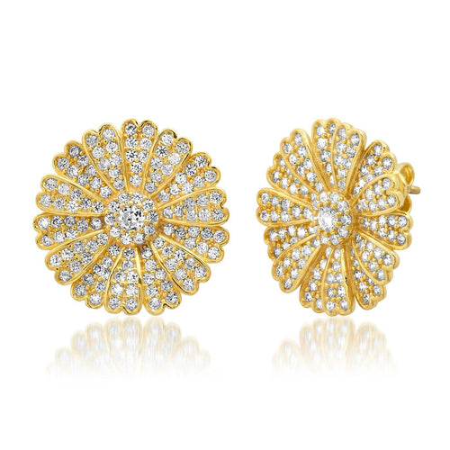 Pave Cz Daisy Studs