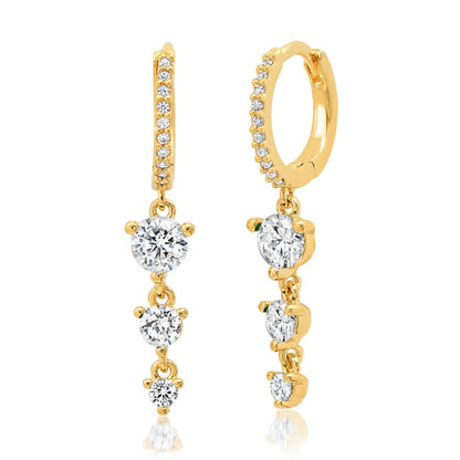 Triple Drop Gemstone Pave Huggies