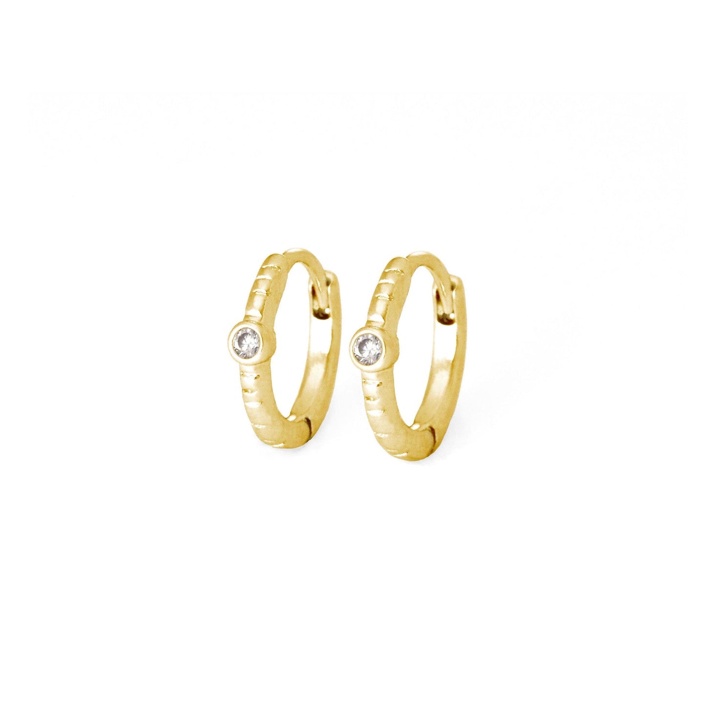 Single Cubic Zirconia Huggie Earrings
