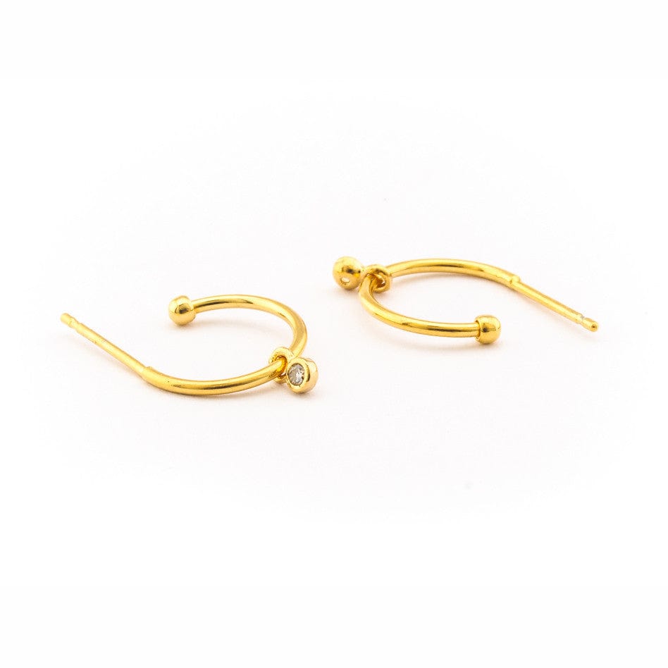 Small Hook Earring With Cz Charm