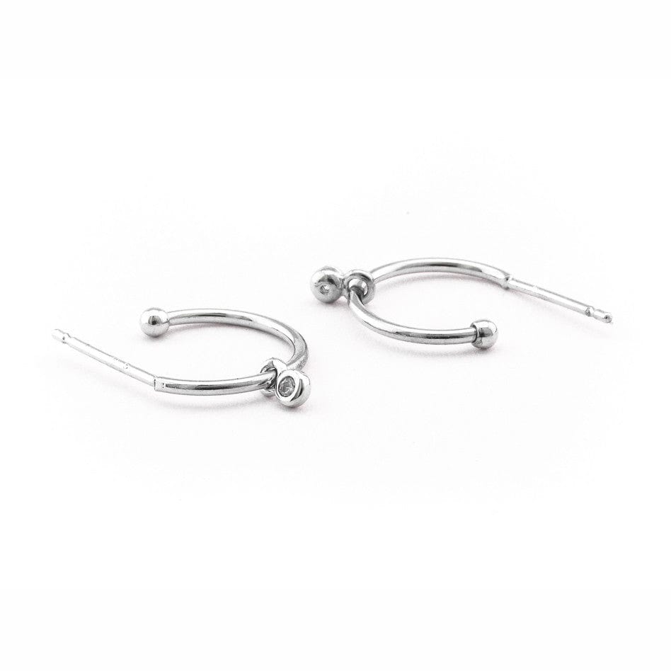 Small Hook Earring With Cz Charm