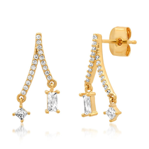 Split Linear Pave Cz Earring