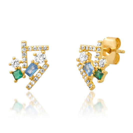 Gemstone Cluster Stud Earrings