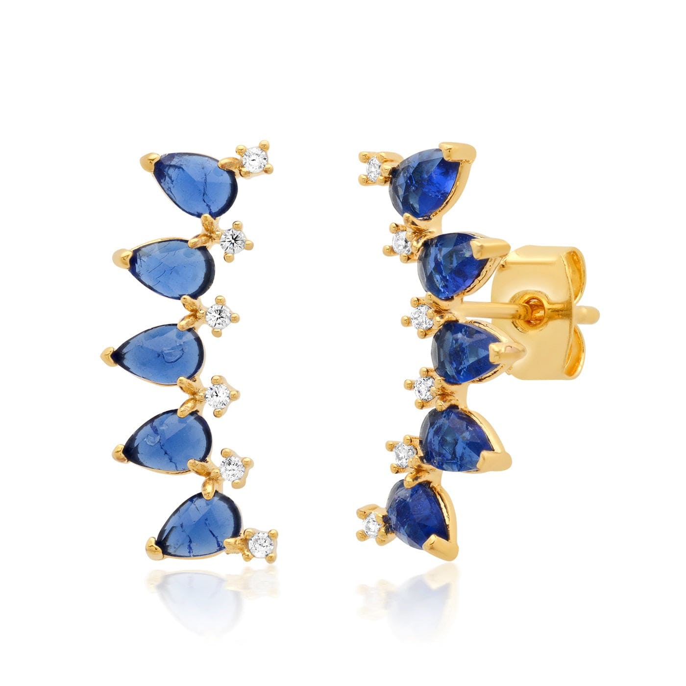 Teardrop Stone & Cz Crawler Earrings