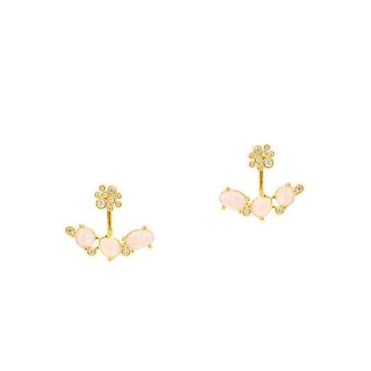 Three Stone Ear Jacket With Cz Cluster Stud