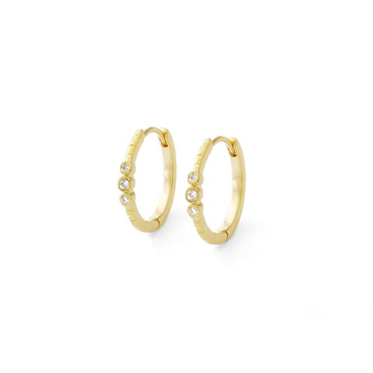 Triple Cubic Zirconia Huggie Earrings