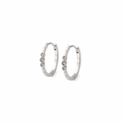 Triple Cubic Zirconia Huggie Earrings