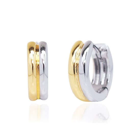 Two-Tone Mini Huggie Hoop Earrings