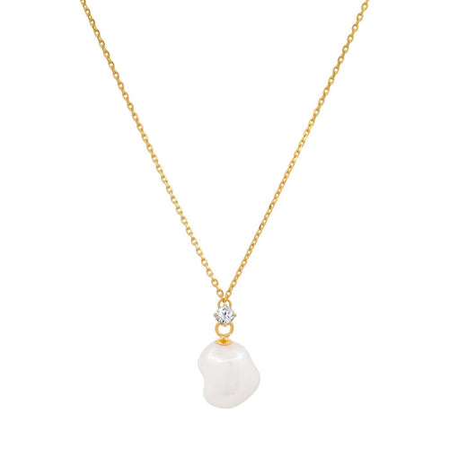 Chain with Freshwater Pearl and CZ Pendant