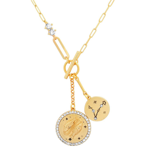 Double Coin Zodiac Necklace