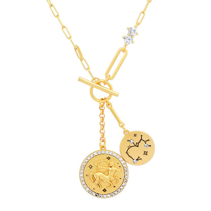Double Coin Zodiac Necklace