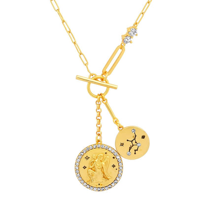 Double Coin Zodiac Necklace