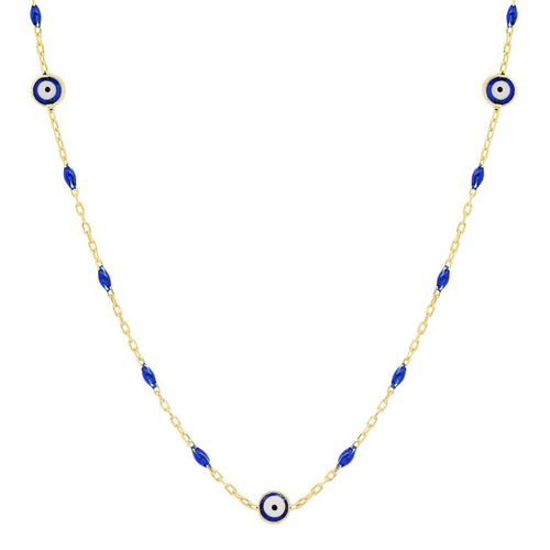 Lucky Blue Beaded Evil Eye Necklace