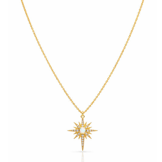 Gold Starburst with Opal Stone Center