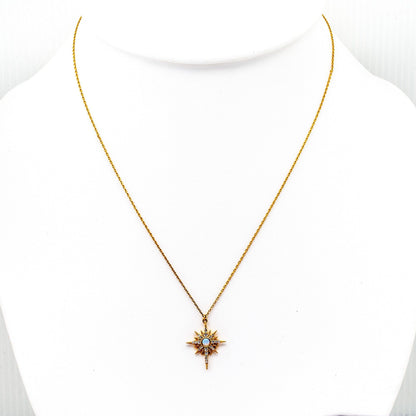 Gold Starburst with Opal Stone Center