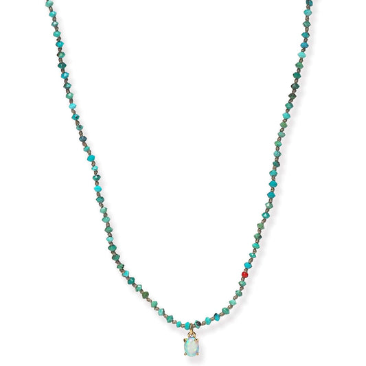 Handmade Beaded Necklace With Dangle Accent