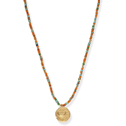 Handmade Beaded Necklace With Dangle Accent