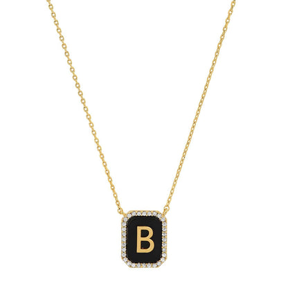 Onyx Monogram Pendant Necklace