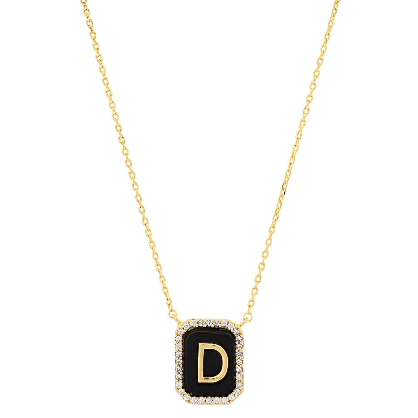 Onyx Monogram Pendant Necklace