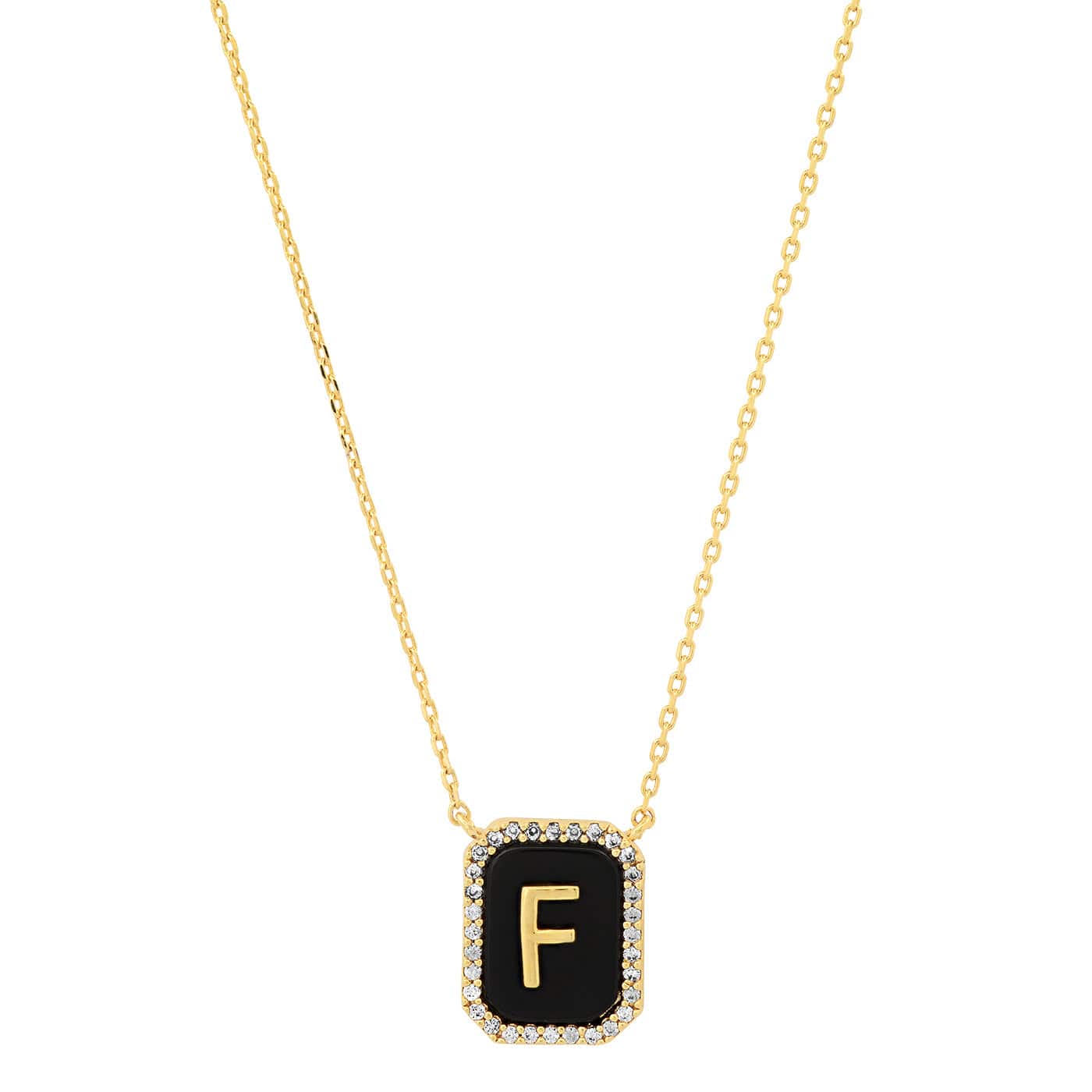 Onyx Monogram Pendant Necklace