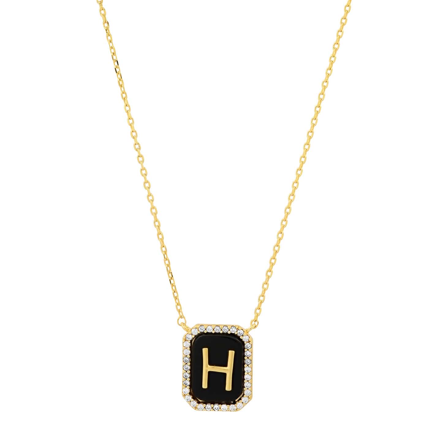 Onyx Monogram Pendant Necklace