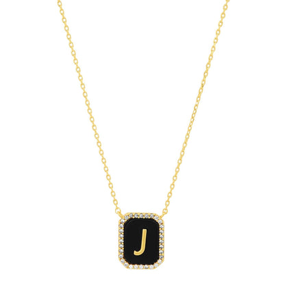 Onyx Monogram Pendant Necklace