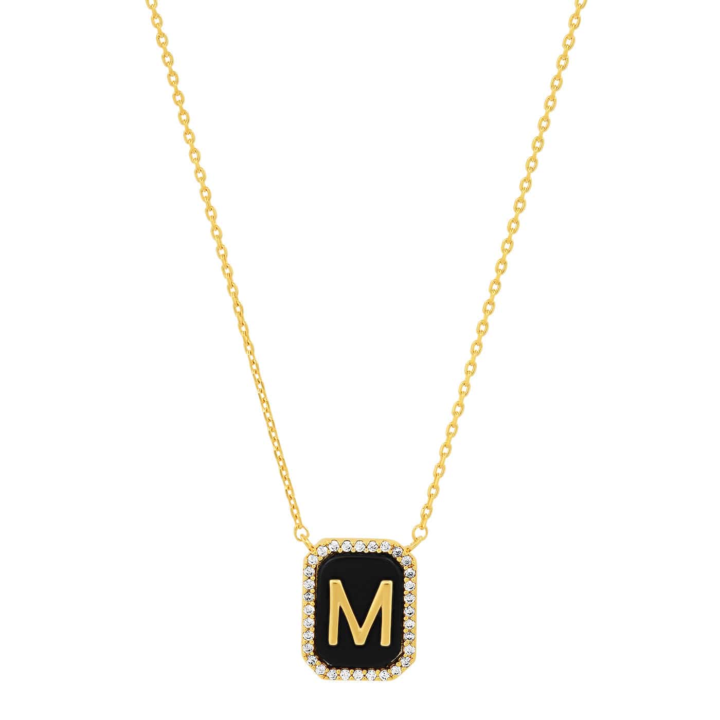 Onyx Monogram Pendant Necklace