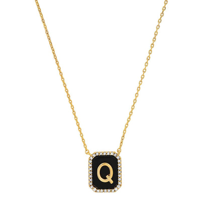 Onyx Monogram Pendant Necklace