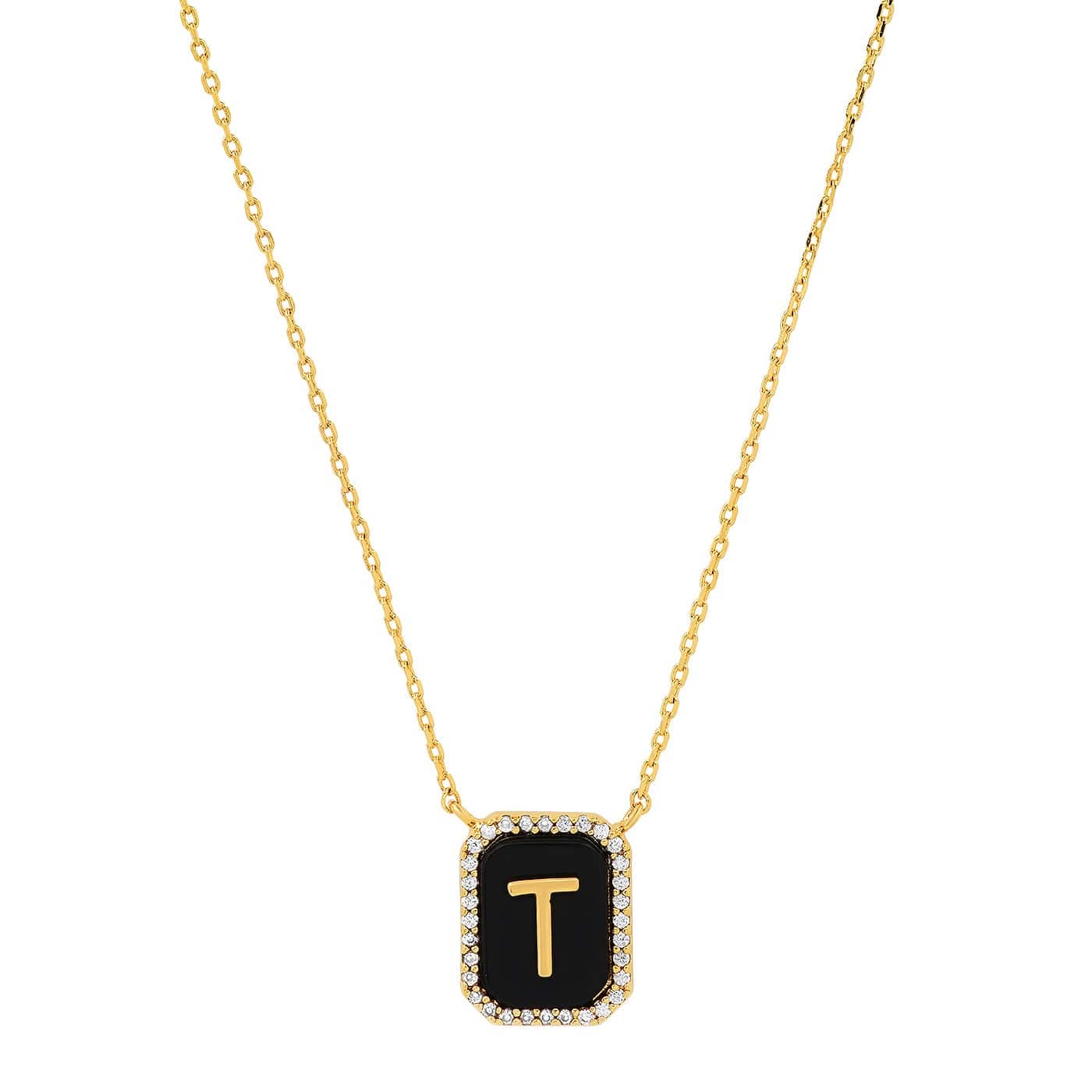 Onyx Monogram Pendant Necklace