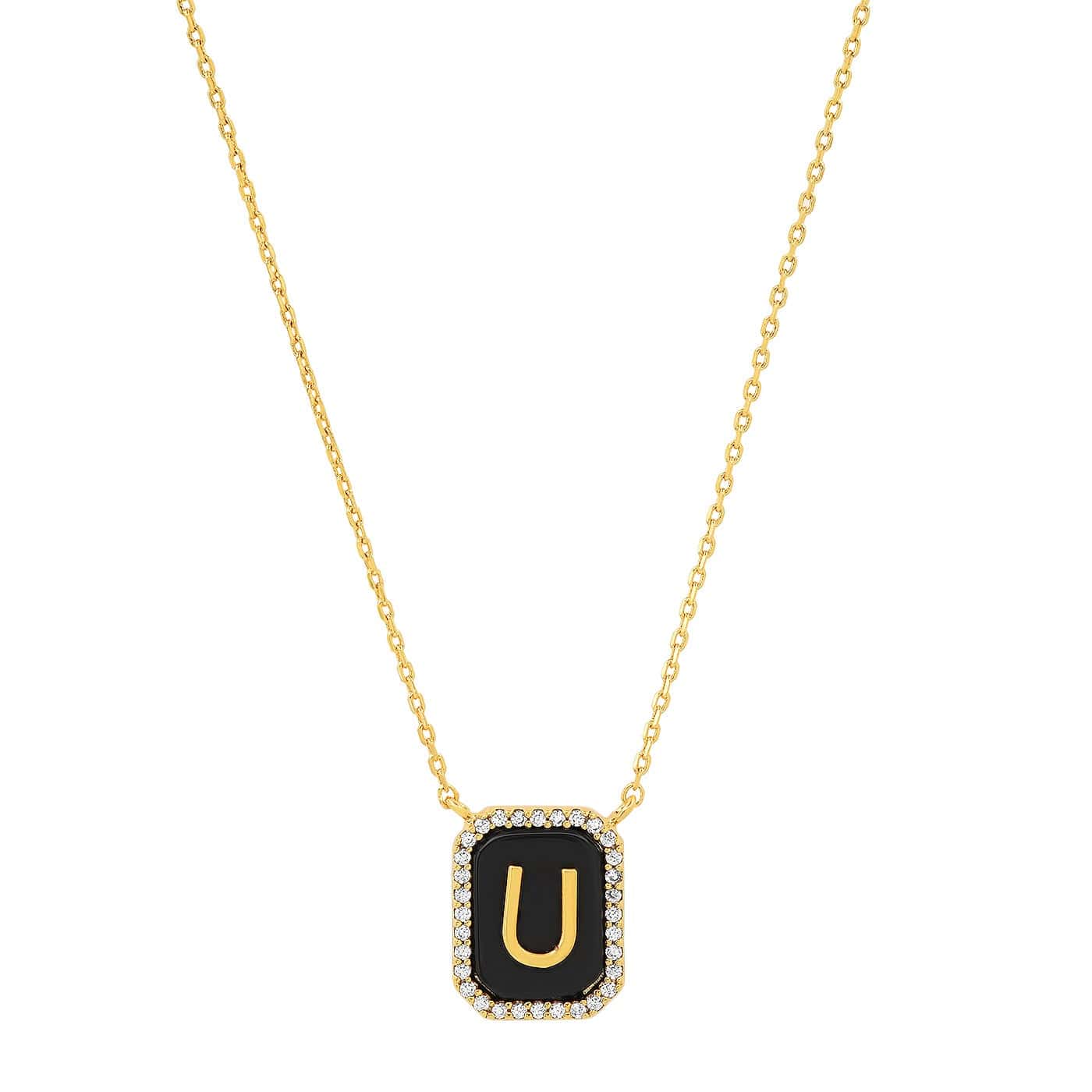 Onyx Monogram Pendant Necklace