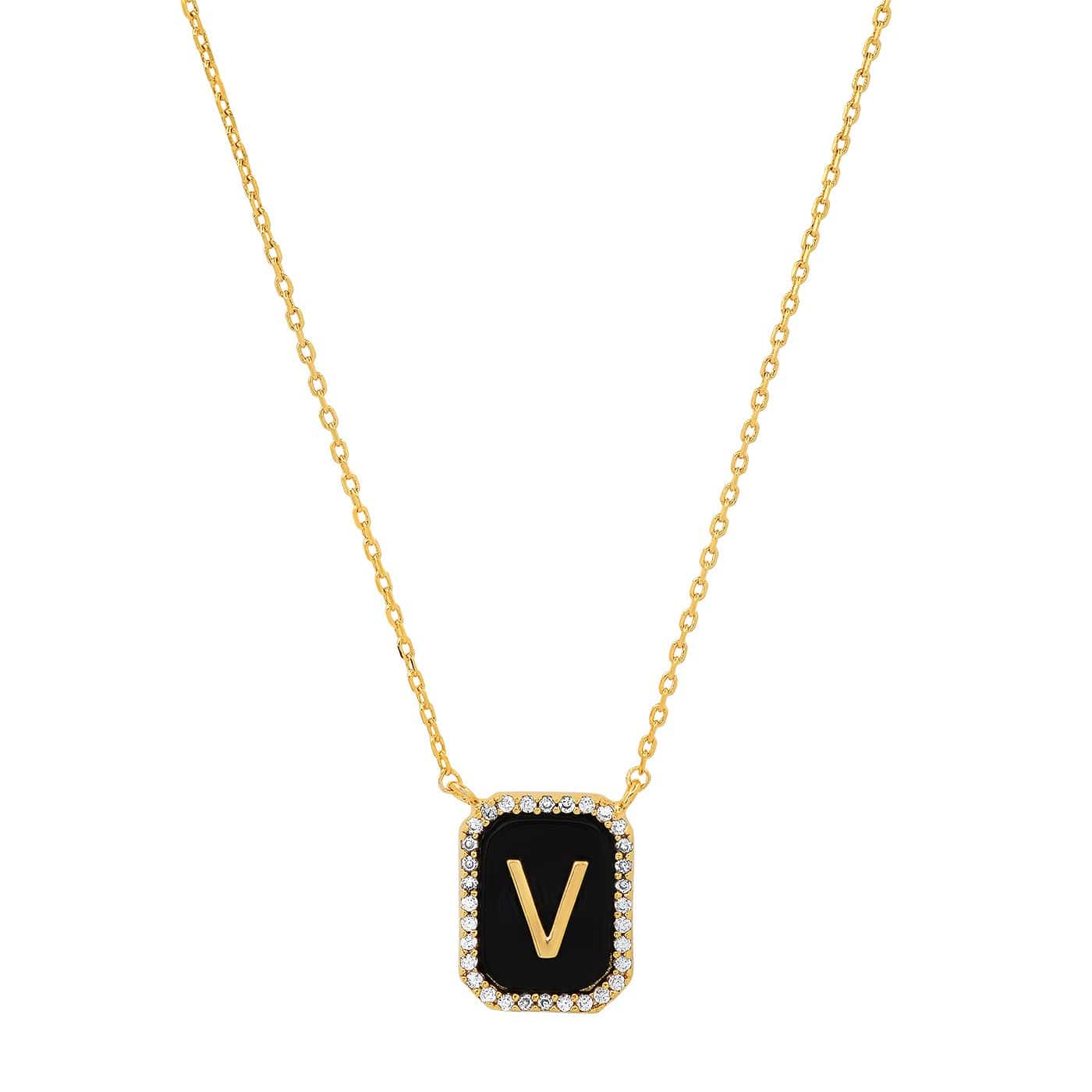 Onyx Monogram Pendant Necklace