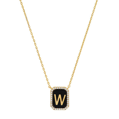 Onyx Monogram Pendant Necklace