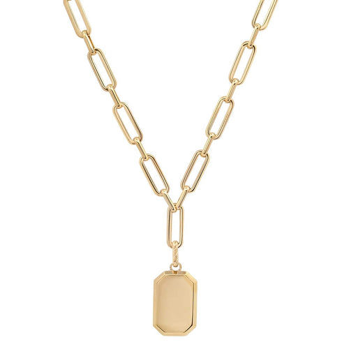 Paperclip Chain with Tag Pendant