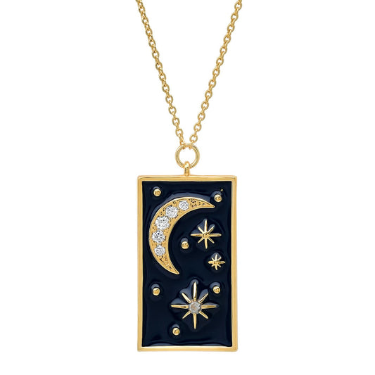 Rectangular Galaxy Pendant Necklace