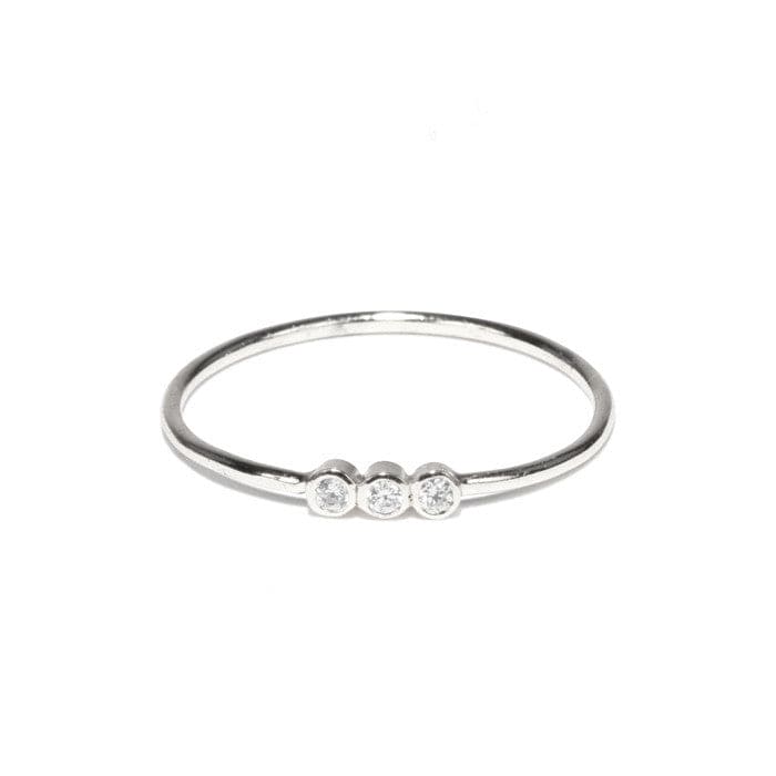 Triple CZ Dainty Ring – Silver