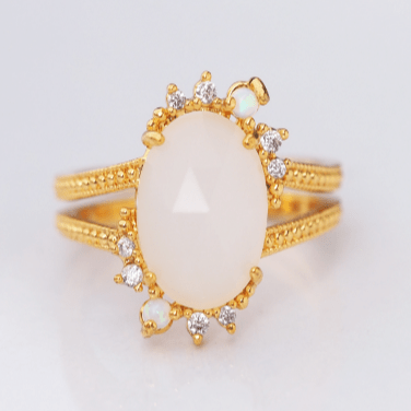 White Rock Crystal Halo Open Ring