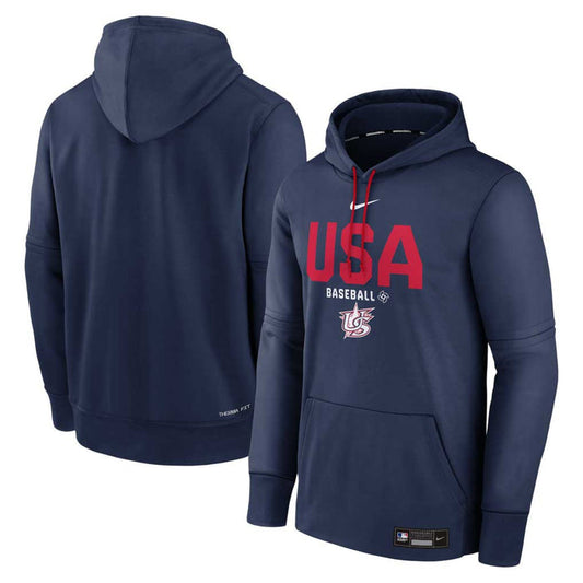 Team USA World Baseball Classic Nike Authentic Therma Fleece Pullover Hooded Sweatshirt