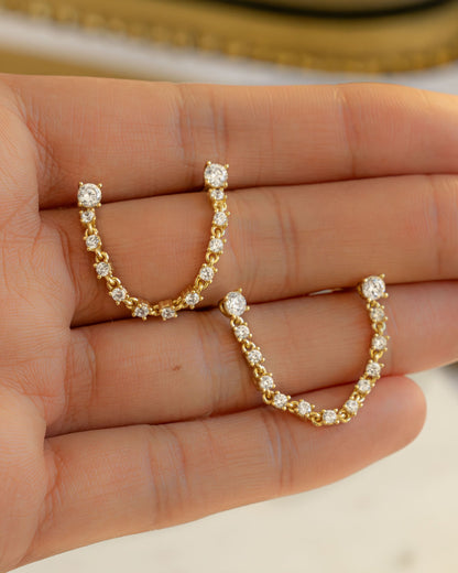 Two-Piercing Tennis Chain Link Studs